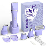 KINGTEE 5-in-1 trimmer front view in purple for precise bikini shaping and smooth skin.