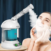 KINLITO facial steamer shows 360-degree arm for hands-free spa at home