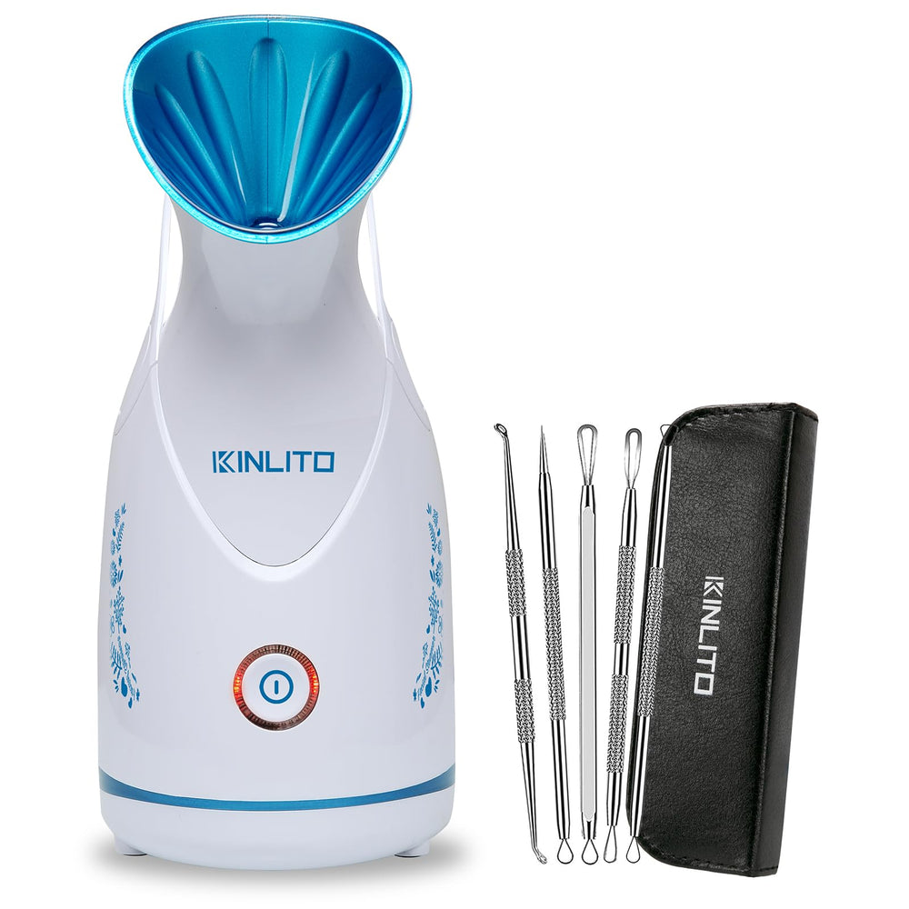 Kinlito facial steamer nano ionic mist for deep pore cleansing.
