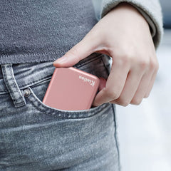 Kintion pocket mirror in rose gold is compact for purse and travel.
