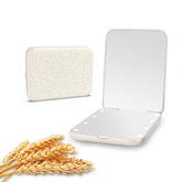 Kintion wheat straw compact mirror closed pose with magnetic switch for travel-ready convenience.