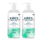 Kirk's 3-in-1 cleanser bottle offers refreshing head-to-toe cleansing with mint-eucalyptus scent.