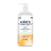 Kirk’s 3-in-1 head-to-toe cleanser bottle enabling versatile daily cleansing for the whole family.