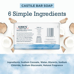 Kirk s Castile Bar Soap coconut oil close up showing natural moisturizing ingredients