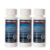 Kirkland Minoxidil bottle front showing 5% solution for at home regrowth support
