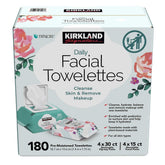 Kirkland Signature Daily Facial Towelettes packshot highlights a convenient cleansing solution for everyday use