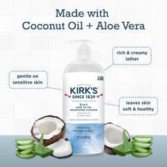 Kirk's 3-in-1 bar soap travel size displayed for on-the-go cleansing convenience.