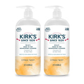 Kirk's 3-in-1 pump bottle for easy head-to-toe cleansing in the home