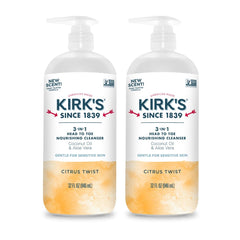 Kirk's 3-in-1 pump bottle for easy head-to-toe cleansing in the home