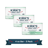 Kirk's Gentle Castile Soap with Aloe Vera pack of 3 front view for value.