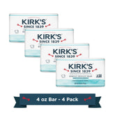 Kirk's Original Coco Castile Soap close-up bar shows fragrance-free cleansing for sensitive skin.