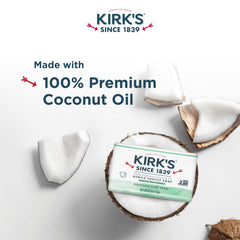 Kirks Coco Castile Soap lather close-up shows mild, foamy wash