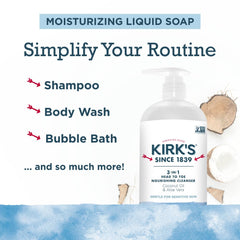 Kirks original fresh scent product photo conveys a light, clean aroma for daily use.