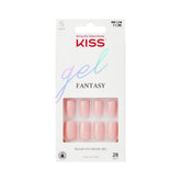 KISS Gel Fantasy Midnight Snacks nails close-up with glossy dark black finish for instant glam.