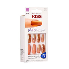 KISS Glam Fantasy Ultimate Illusion Uñas Gel con lima rosa para acabado pulido.