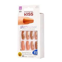 KISS Glam Fantasy Ultimate Illusion Uñas Gel: acabado suave para look de salón en casa.