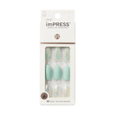 KISS imPRESS Evergreen pack front showing 30 varied nails for a custom fit