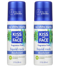 Kiss My Face Liquid Rock Roll-On Deodorant bottle offers fragrance-free, day-long protection
