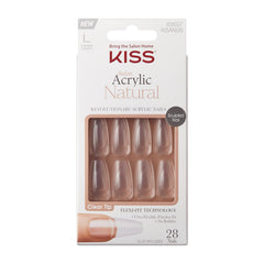 KISS Salon Acrylic Natural Nails clear tip long with ultra-smooth finish for professional-looking at-home manicure.