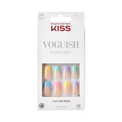 KISS Voguish Fantasy candies multicolor coffin nails for quick, bold at-home glam.