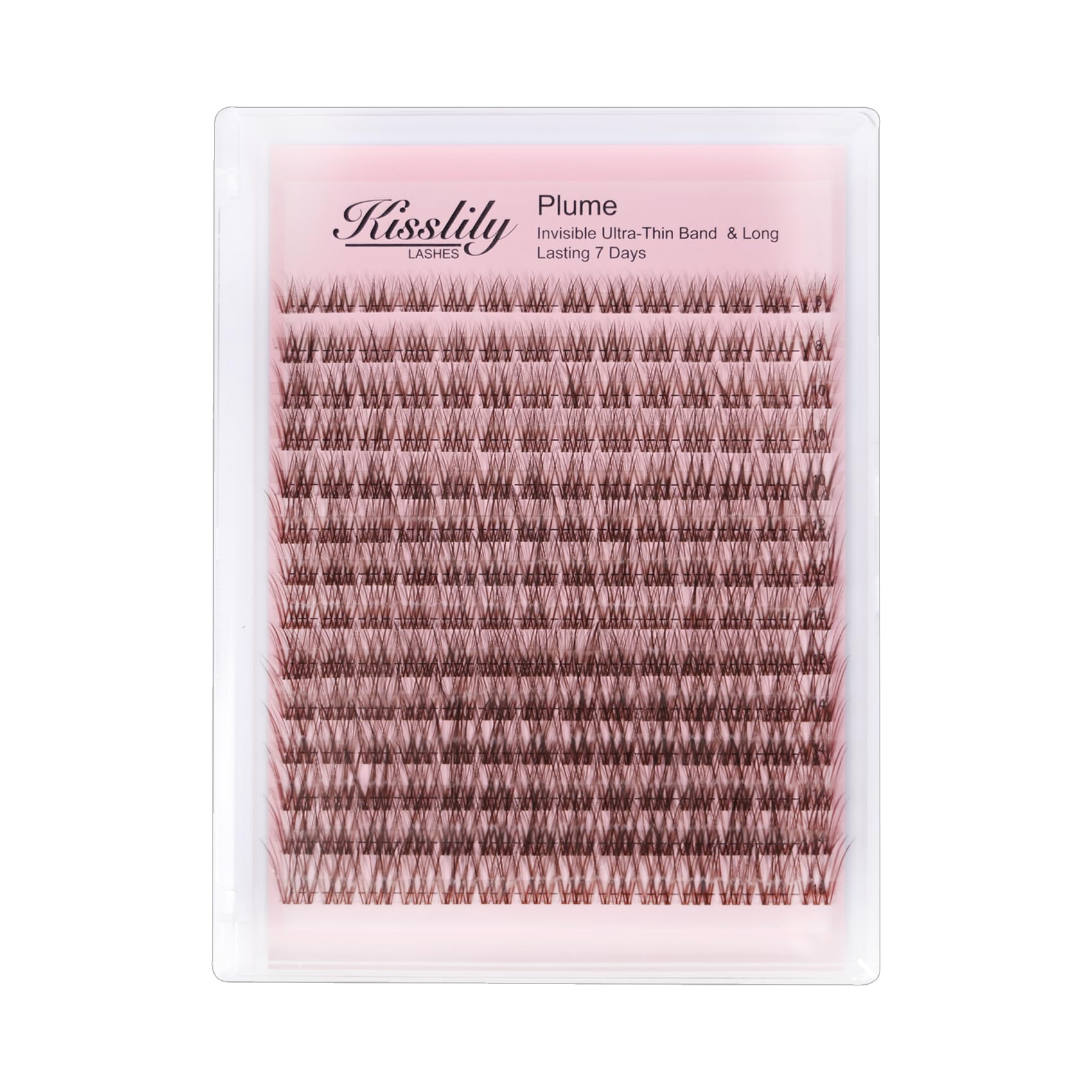 Kisslily Plume Brown Lashes with invisible band for a natural, comfortable look.