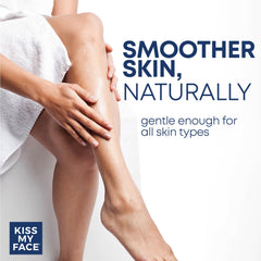 Kiss My Face Moisture Shave razor-glide shot highlighting a clog-free shave.