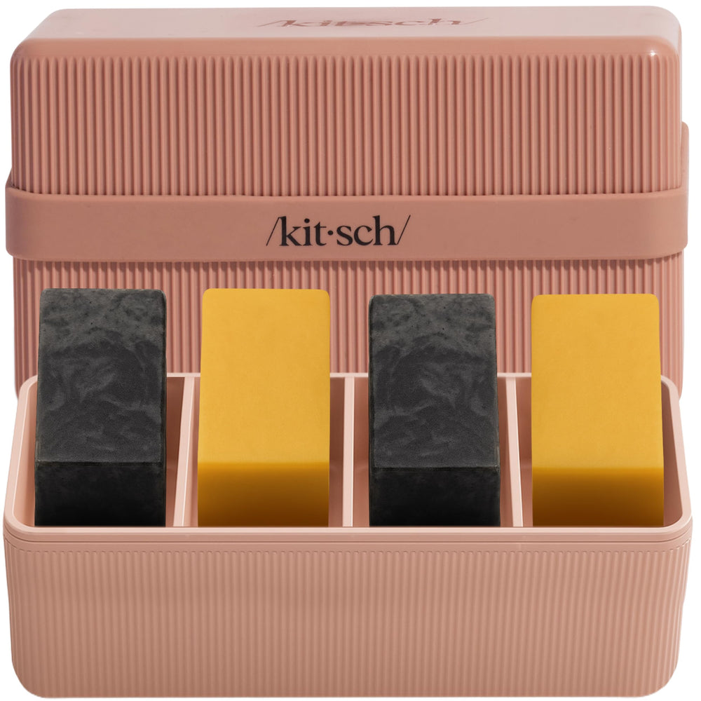 Kitsch 4-Compartment Travel Soap Case open keeps bars organized for mess-free packing.