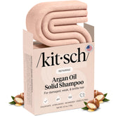 Kitsch Argan Oil Shampoo Bar packaging shows travel-friendly eco design.