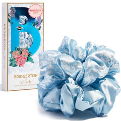 Kitsch Bridgerton satin scrunchies packshot highlighting gentle no-snag comfort for all-day wear.