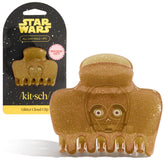Kitsch C-3PO glitter medium hair clip closeup shows secure all-day grip