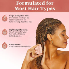 Kitsch Castor Oil Conditioner Bar in use on hair provides detangling and smoothness