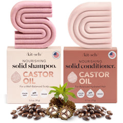 Kitsch Castor Oil Shampoo Bar packaging highlights plastic-free, sustainable design