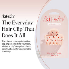 Kitsch cherry print clip close up highlights durable recycled plastic