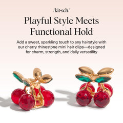 Kitsch cherry small hair clip metal springs detail for secure all-day grip.