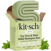 Kitsch Clarifying Tea Tree & Mint Shampoo Bar packaging showcases eco-friendly design for mindful shoppers.