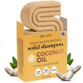 Kitsch Coconut Oil Shampoo Bar held in hand for on-the-go hydration