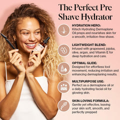 Kitsch Dermaplane face oil with argan bottle pour highlights antioxidant hydration