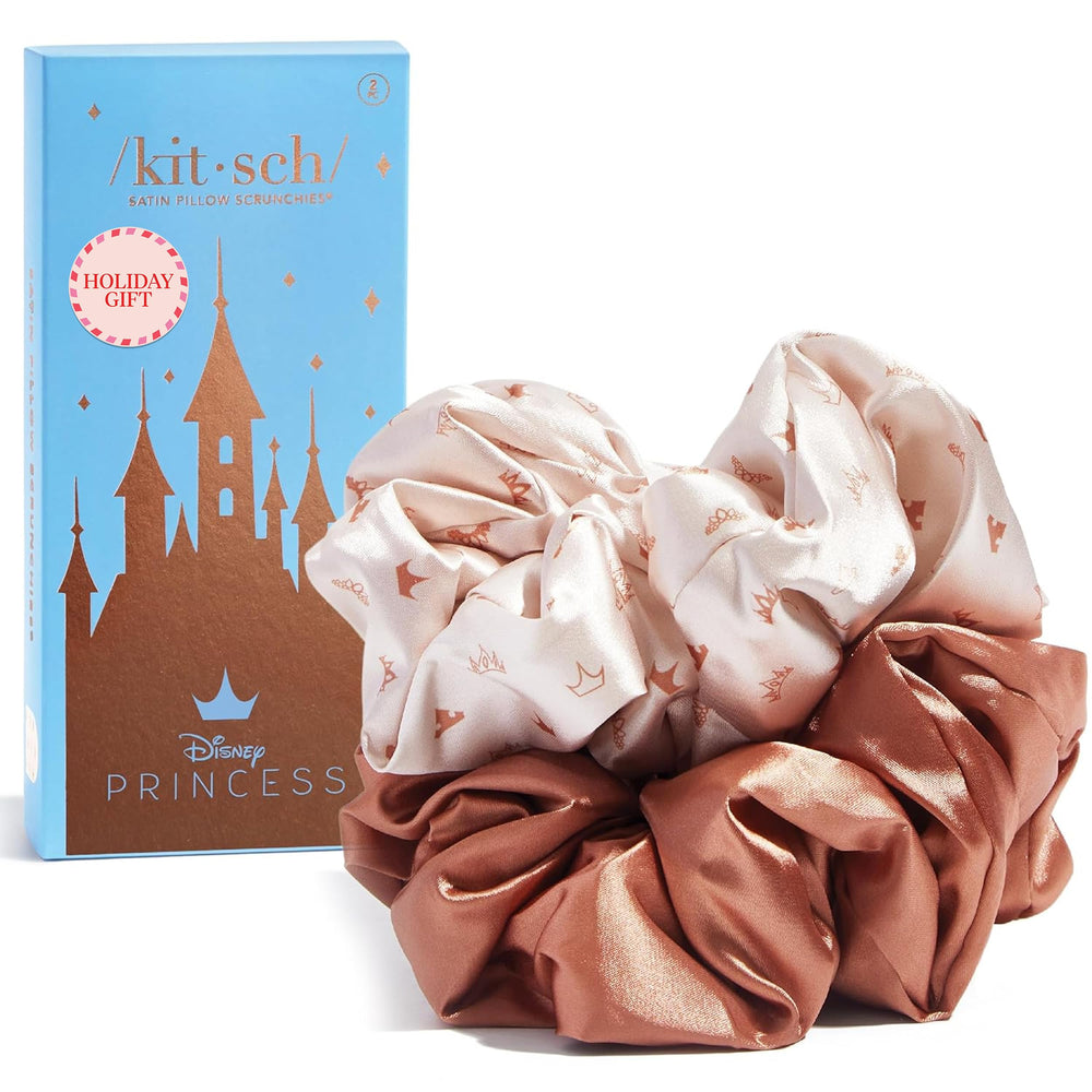 Kitsch Desert Crown satin scrunchie in bronze for gentle hair holding.