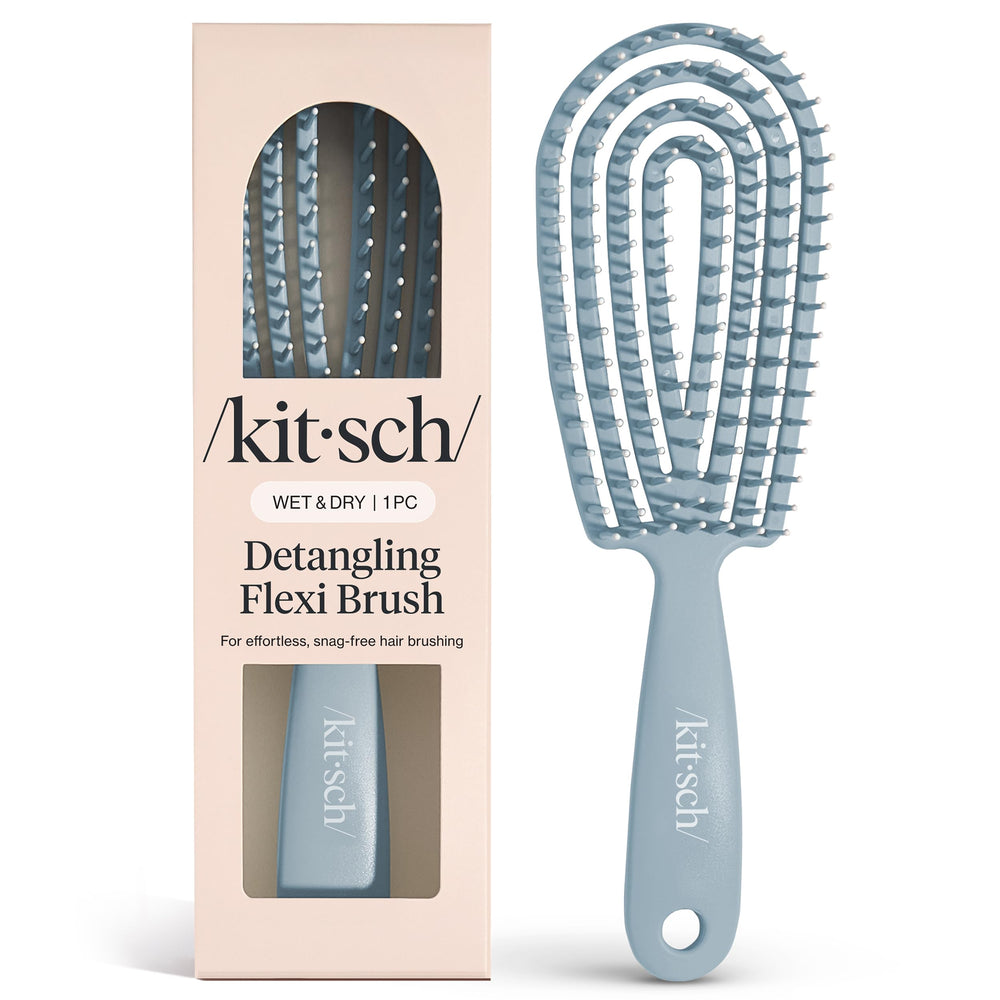 Kitsch Detangler Brush bendable frame closeup for gentle detangling on curly hair