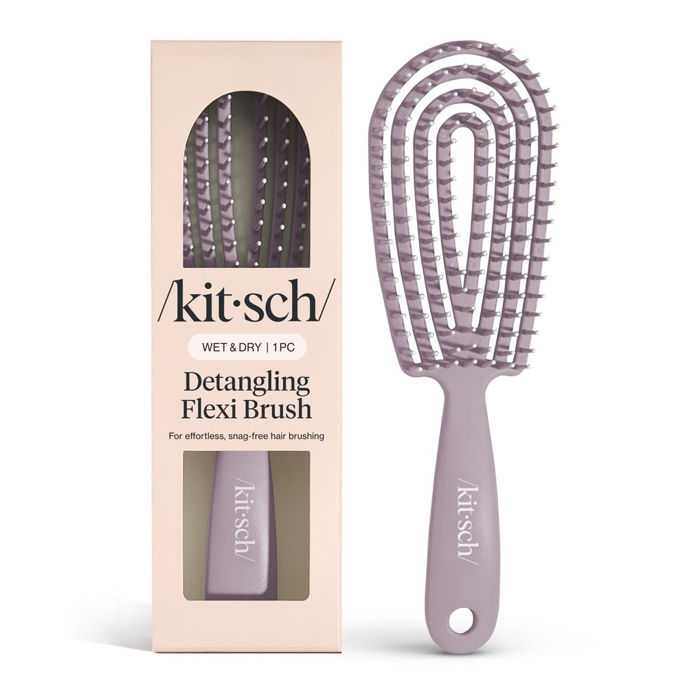 Kitsch Detangler Brush bendable frame close-up shows flexible design for smoother detangling.
