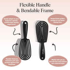 Kitsch Detangler Brush shows scalp massage as bristles glide through strands.