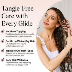 Kitsch Detangler Brush ultra-smooth bristles glide through tangles with less pulling.