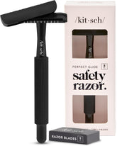 Kitsch double-edge safety razor handle in black offers a comfortable grip for precise shaving.