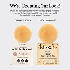 Kitsch exfoliating sugar scrub bar ingredients close-up highlighting natural sugar granules for smoother skin