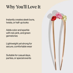 Kitsch French hair pin side profile highlights lightweight, durable zinc alloy for all-day wear.