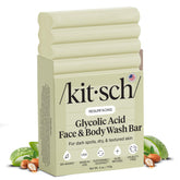 Kitsch glycolic wash bar packaging showcases premium design for daily skincare routine.