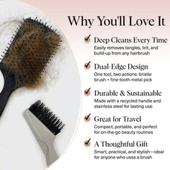 Kitsch Hair Brush Cleaner Tool bristles and pick close-up highlights knot removal and buildup elimination.