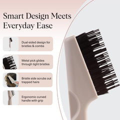 Kitsch Hair Brush Cleaner Tool double-sided design enables versatile cleaning for various brush types.