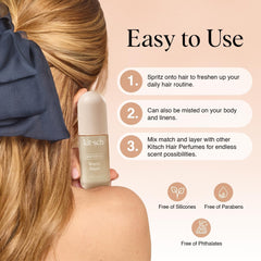 Kitsch Warm Sugar hair-body-mist shown for travel-ready refresh on the go.
