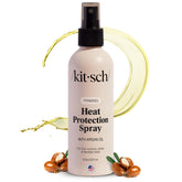 Kitsch heat protection spray bottle front highlights heat defense up to 450°F.